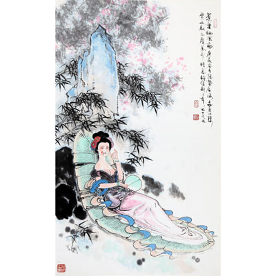 蕉叶纳凉图