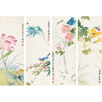 花鸟四屏