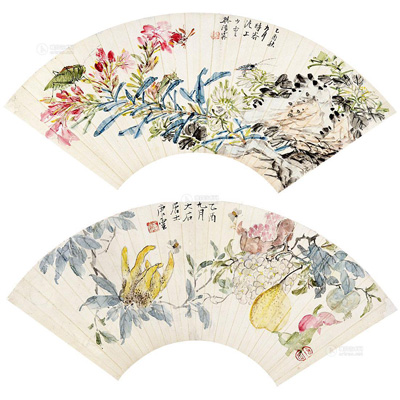 花鸟扇面双挖