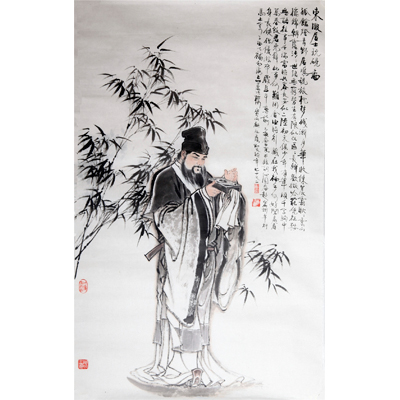 东坡居士玩砚图